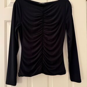 J. Crew Black Ruched Long Sleeve Top